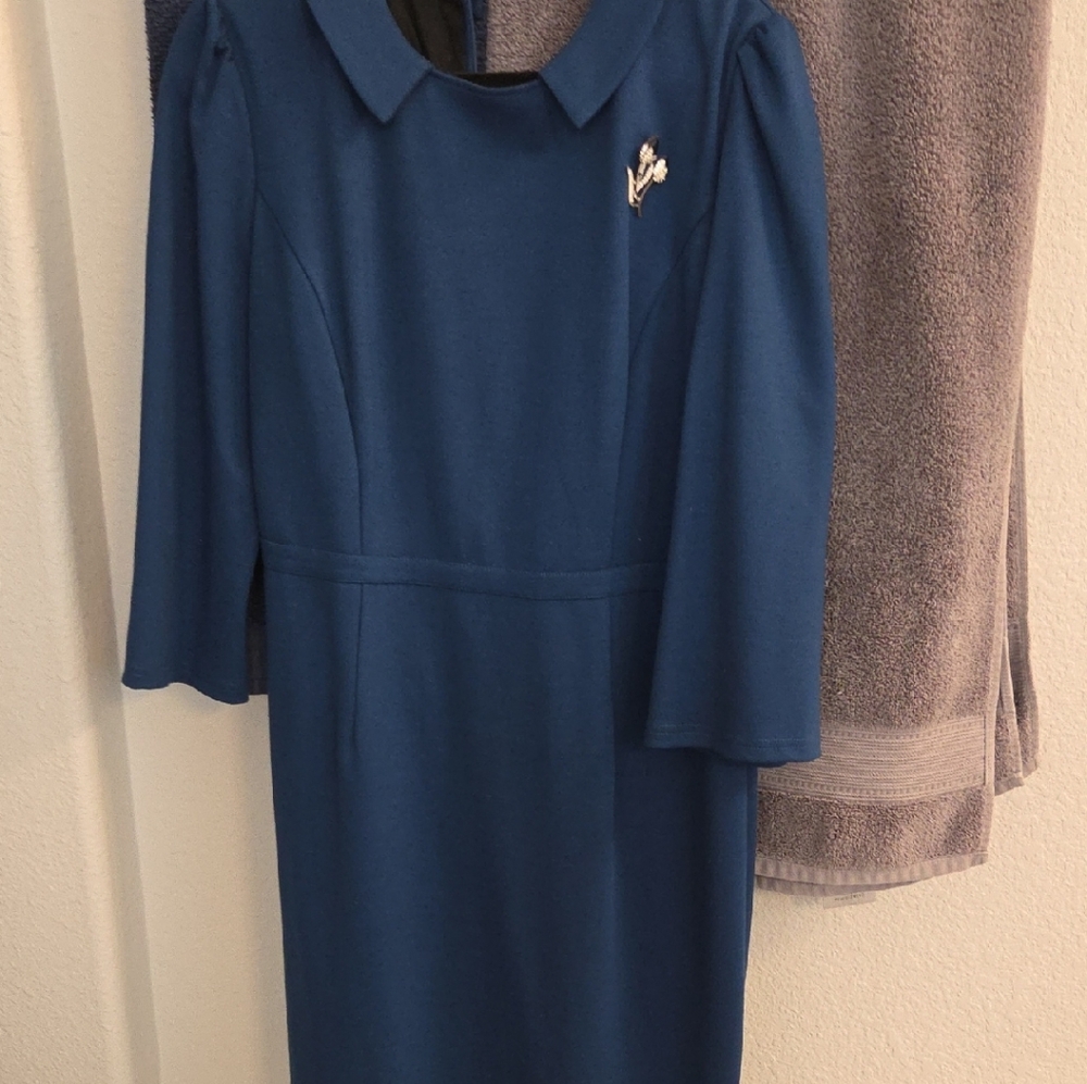 VfEmage Classic Long Sleeve Blue Dress